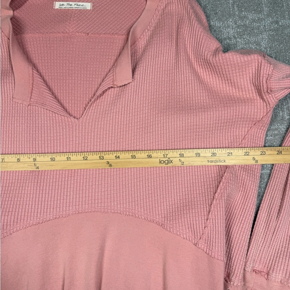 Free People Pink Monterey  Waffle Knit Top Women Size Small - Picture 3 of 6